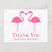 Tropical Beach Pink Flamingo Wedding Vielen Dank Postkarte (Vorderseite)