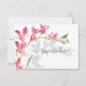 Tropical Beach Pink Orchideen mit Schatten Save The Date (Vorderseite)