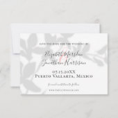 Tropical Beach Pink Orchideen mit Schatten Save The Date (Rückseite)