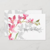 Tropical Beach Pink Orchideen mit Schatten Save The Date (Vorne/Hinten)
