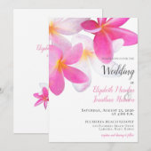 Tropical Beach Pink Plumeria Floral Hawaii Wedding Einladung (Vorne/Hinten)