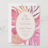 Tropical Beach Pink Wedding retten Sie das Datum Save The Date (Vorderseite)