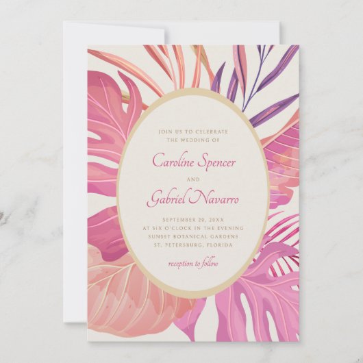 Tropical Beach Pink Wedge Einladung (Vorderseite)