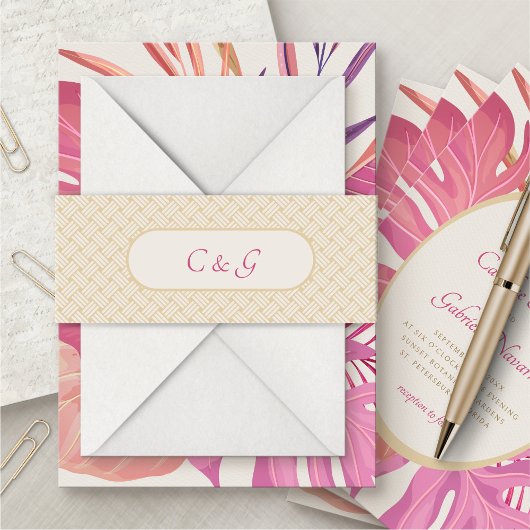 Tropical Beach Pink Wedge Einladungsbanderole