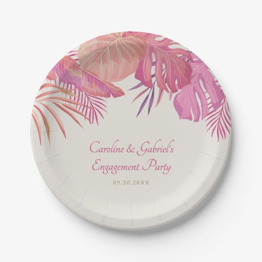 Tropical Beach Pink Wedge Pappteller (Vorderseite)