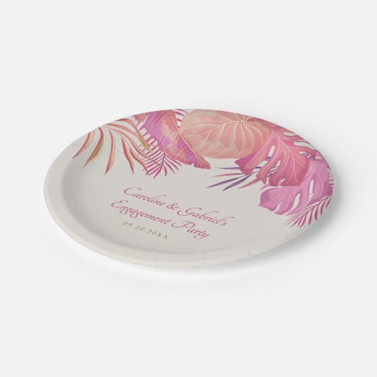 Tropical Beach Pink Wedge Pappteller (Schrägansicht)