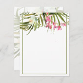 Tropical Beach Pink & White Floral Orchias Blank Mitteilungskarte (Vorne/Hinten)