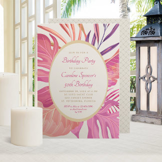 Tropical Beach Pink zum Geburtstag Einladung