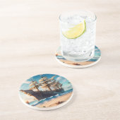 Tropical Beach Pirate Ship Getränkeuntersetzer (Seite)