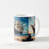 Tropical Beach Pirate Ship Kaffeetasse (VorderseiteRechts)
