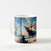 Tropical Beach Pirate Ship Kaffeetasse (Vorderseite Links)