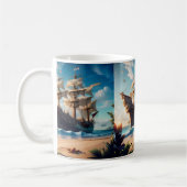 Tropical Beach Pirate Ship Kaffeetasse (Links)