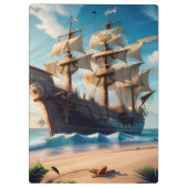 Tropical Beach Pirate Ship Klemmbrett (Rückseite)