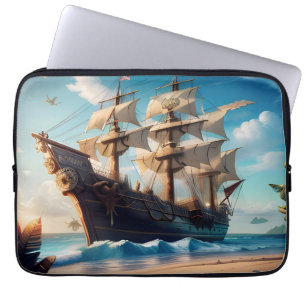 Tropical Beach Pirate Ship Laptopschutzhülle