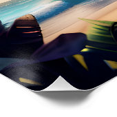 Tropical Beach Pirate Ship Poster (Ecke)