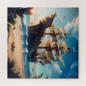 Tropical Beach Pirate Ship Puzzle (Horizontal)