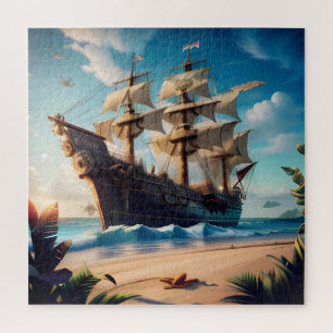 Tropical Beach Pirate Ship Puzzle