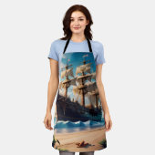 Tropical Beach Pirate Ship Schürze (Getragen)