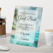 Tropical Beach Please Sign Our Guestbook Sign Sockelschild (In SItu)