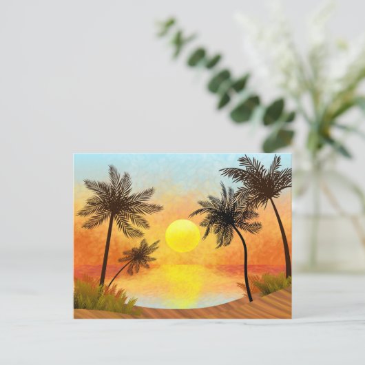 Tropical Beach Postcard Postkarte (Stehend Vorderseite)