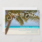 Tropical Beach Punta Cana Dominikanische Hochzeit Save The Date (Vorderseite)