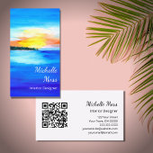 Tropical Beach QR code Interior Design Abstrakt Visitenkarte