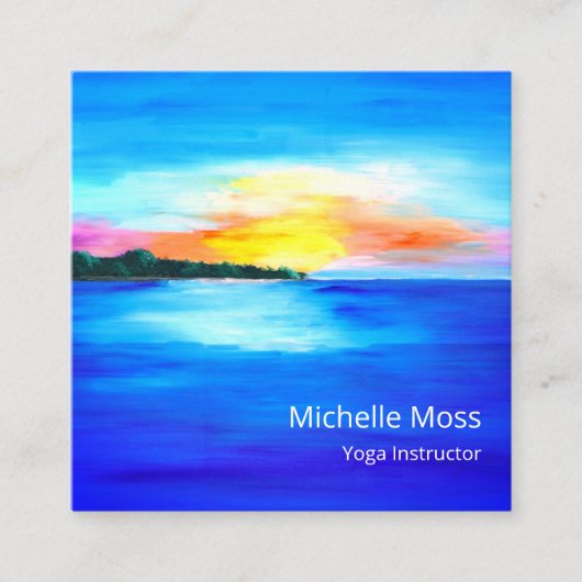 Tropical Beach QR Code Yoga Instructor Quadratische Visitenkarte (Vorderseite)