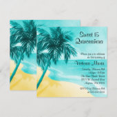 Tropical Beach Quinceanera Einladungen zum Geburts (Vorne/Hinten)