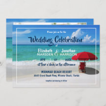 Tropical Beach Red Umbrella Modernes Foto Hochzeit