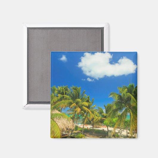 Tropical beach resort, Belize Magnet (Vorderseite/Rückseite)