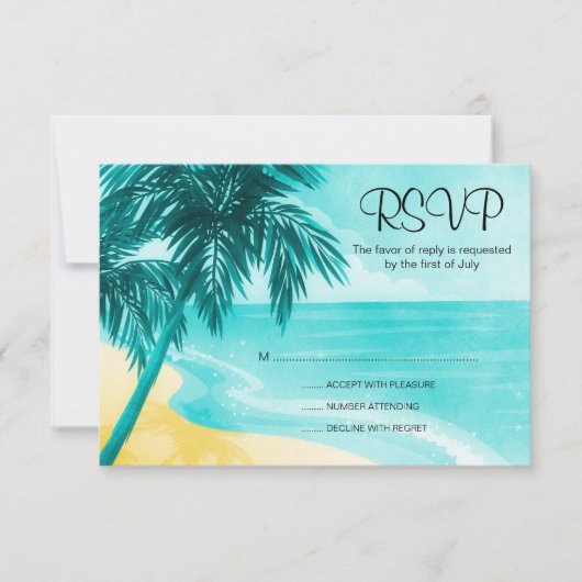 Tropical Beach Response Card RSVP Karte (Vorderseite)