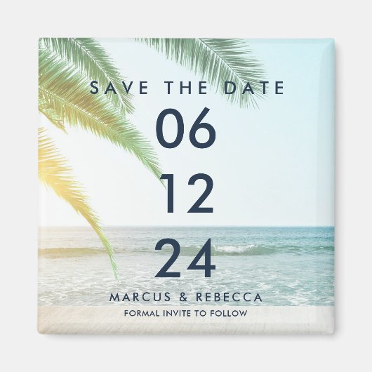 Tropical Beach Rett Date Wedding Magnet (Vorne)