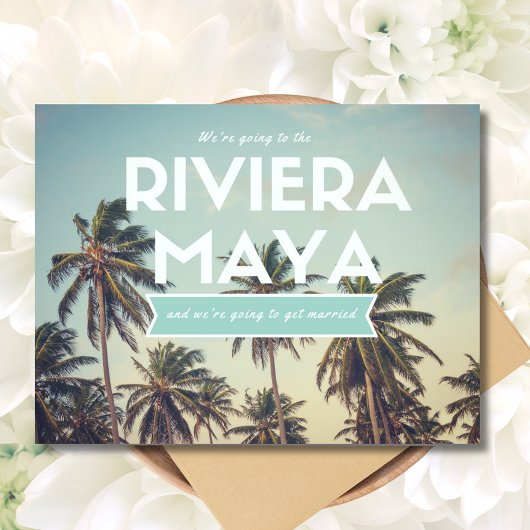 Tropical Beach Riviera Maya Wedding Save the Dates Ankündigungspostkarte