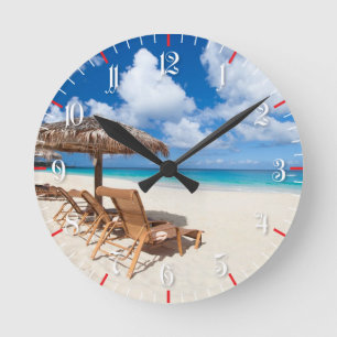 Tropical beach runde wanduhr