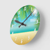 Tropical Beach Runde Wanduhr (Winkel)