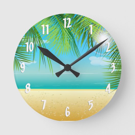 Tropical Beach Runde Wanduhr (Vorderseite)