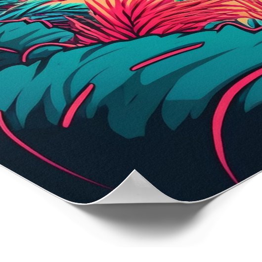 Tropical Beach Rustic Elegante Rot Grün Orange Poster (Ecke)