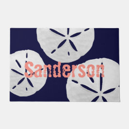 Tropical Beach Sand Dollars Navy Coral Familiennam Fußmatte