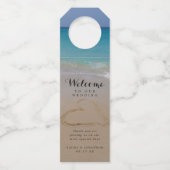 Tropical Beach Sand Heart Gastgeschenk Hochzeit Flaschenanhänger (Vorderseite)