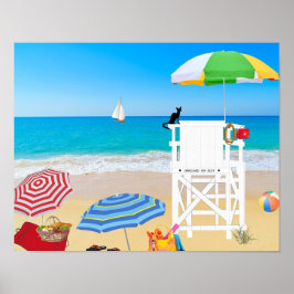 Tropical Beach Sand Lifeguard Tower Poster