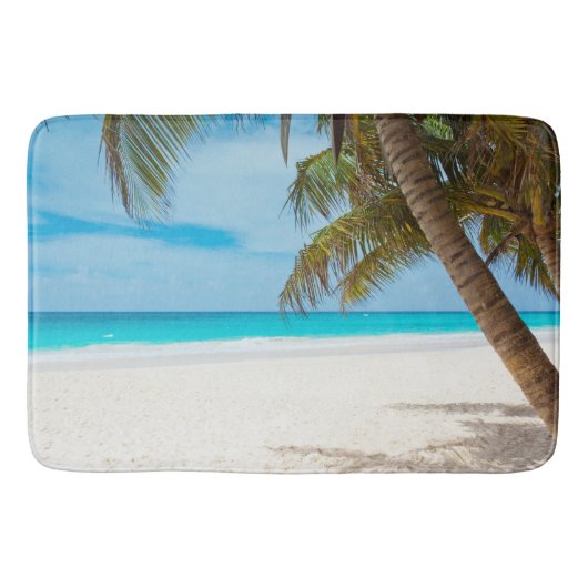 Tropical Beach, Sand, Ozean, Palmen Tree Fun Somme Badematte (Vorderseite)