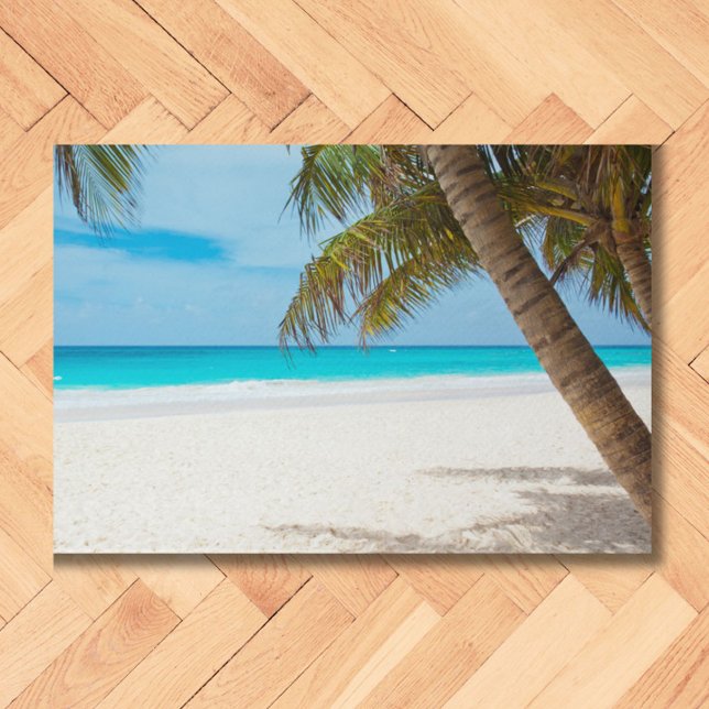 Tropical Beach, Sand, Ozean, Palmen Tree Fun Somme Fußmatte (A touch of the tropics for your home!)