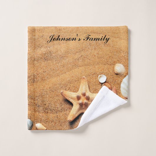 Tropical Beach Sand Seashells Custom Bath Handtuch Badhandtuch Set (Waschlappen)