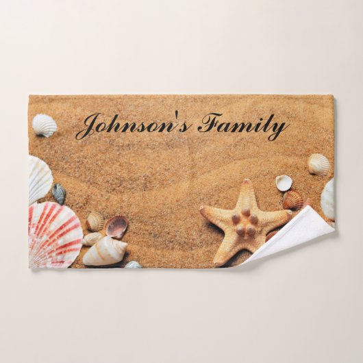 Tropical Beach Sand Seashells Custom Bath Handtuch Badhandtuch Set (Handtuch)