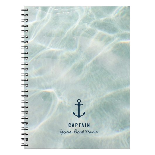 Tropical Beach & Sandy Nautical Custom Bootname Notizblock (Vorderseite)