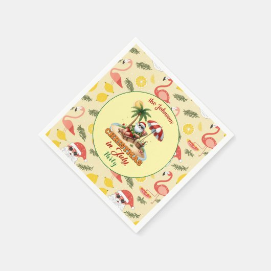 Tropical Beach & Santa Christmas im Juli Party Serviette (Ecke)