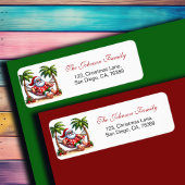 Tropical Beach & Santa Return Address Label