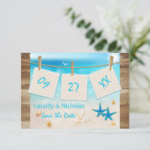 Tropical Beach Save the Date Card (Stehend Vorderseite)