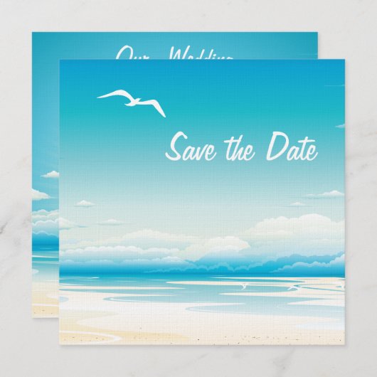 Tropical Beach Save the Date Hochzeitseinladung (Vorne/Hinten)