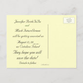 Tropical Beach Save the Date Plumeria Ankündigungspostkarte (Rückseite)